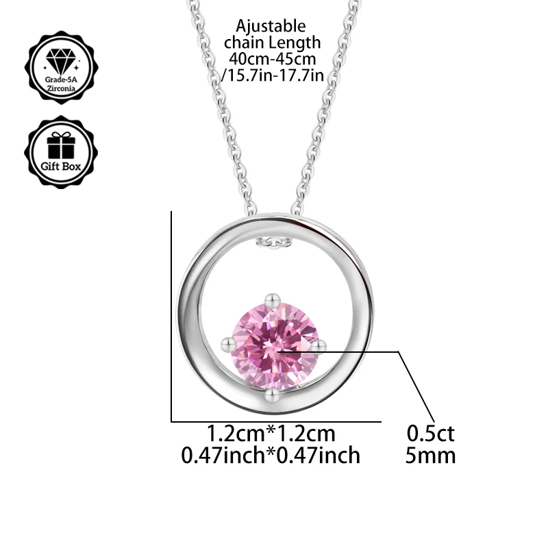 

Рождественский подарок для женщин, колье с цирконием 0,5 карата, украшения для женщин, гипоаллергенное колье, ювелирные изделия высокого качества