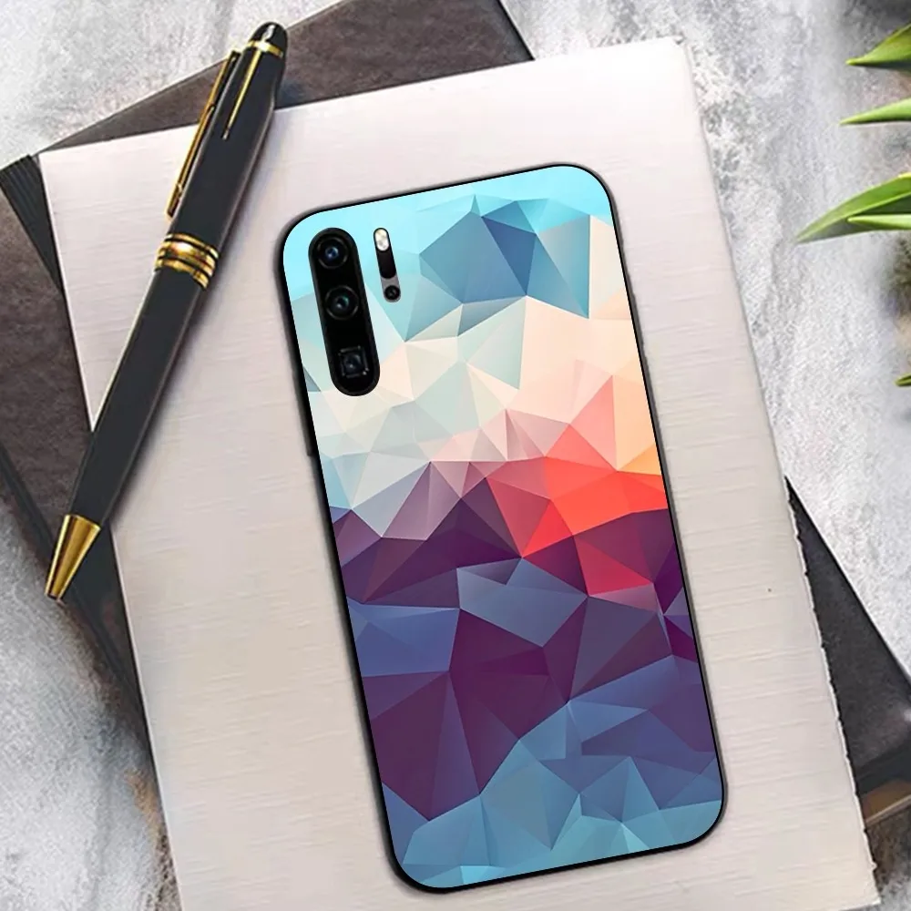 Geometric Solid Phone Case For Huawei P 8 9 10 20 30 40 50 Pro Lite Psmart Honor 10 lite 70 Mate 20lite