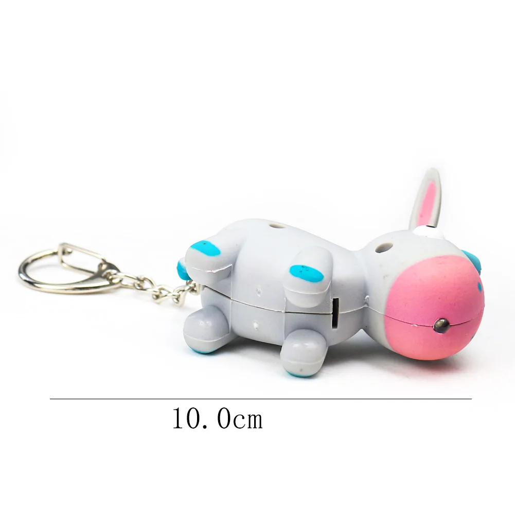 Simulation Cartoon 3D Donkey Keychain LED Light with Sound Glow Keyring Bag Pendant Children Kawaii Figure Toy Promotions Gift