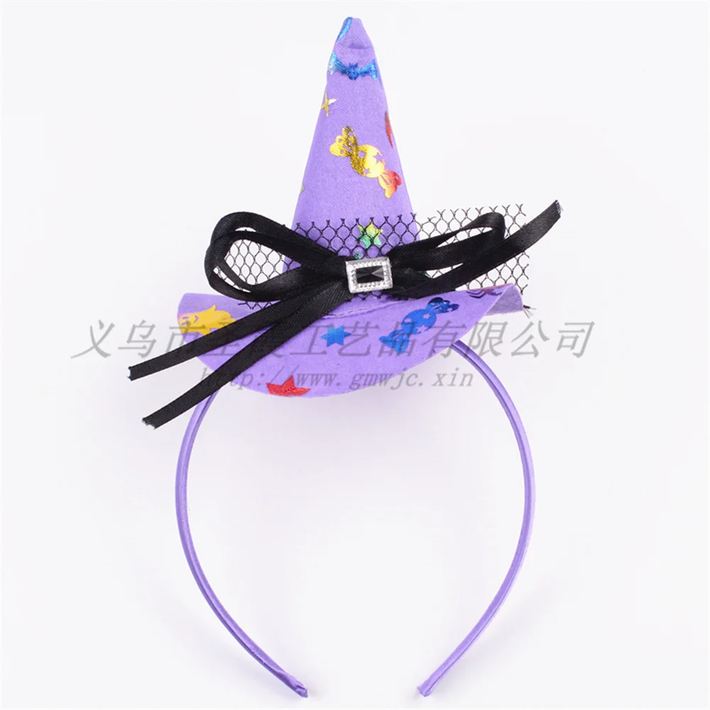 Cute Halloween Witch Headband for Women Girls Pumpkin Spider Web Skull Top Hat Hair Accessories Holiday Party Dress Up Props