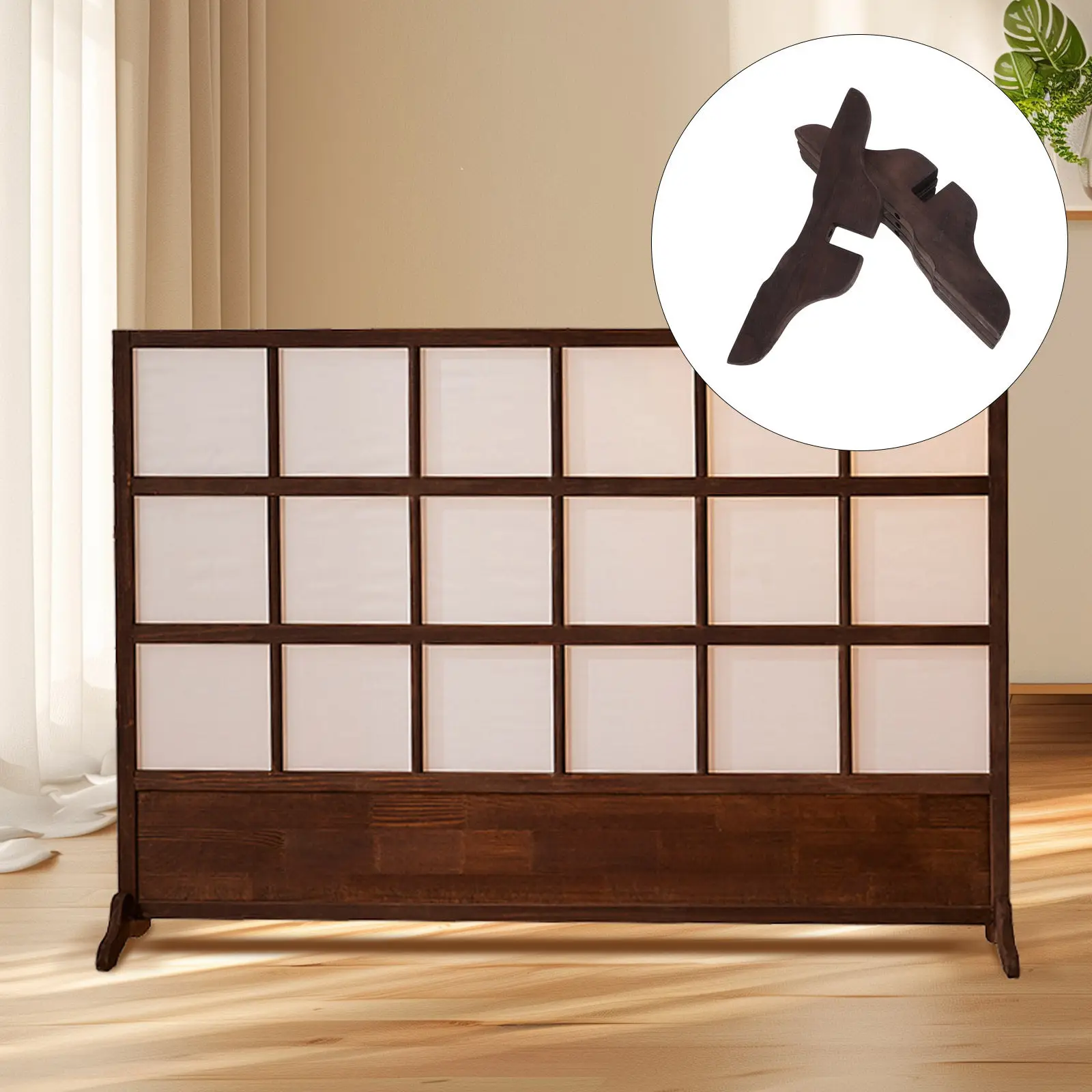 4Pcs Folding Screen Stand Wood Partition Base Privacy Screen Holder Room Divider Feet for Office Meeting Home Wall Stable