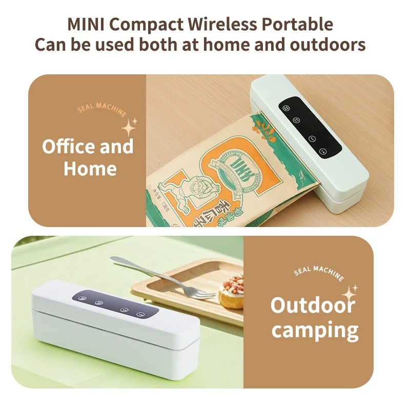 

Беспроводной вакуумный упаковщик для дома, 1200 мАч, с большой силой всасывания, для пакетов для продуктов, перезаряжаемый, для сохранения свежести, кухонный упаковщик