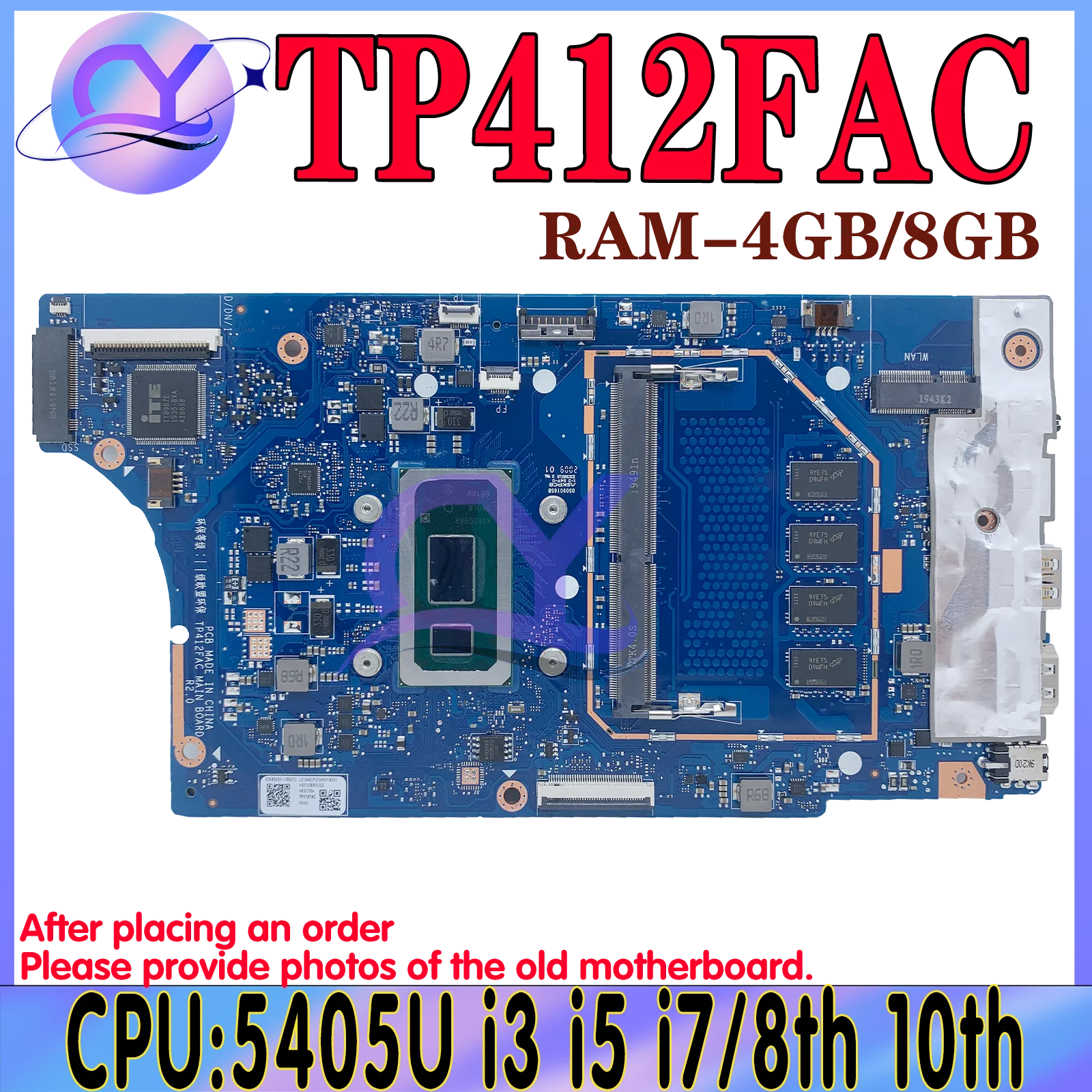 Imagem -02 - Kefu-placa-mãe Portátil para Asus Tp412fac Mainboard i3 i5 I78 10th Gen 4g-ram 100 de Trabalho Flip 14 Sf4100 Tp412fa