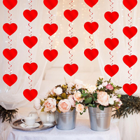 1set Love Heart Pendant Banner Red Valentine Day Wedding Flag Hanger Flower Spiral Garland Home Outdoor Decor Party Favors Supp