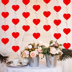 1set Love Heart Pendant Banner Red Valentine Day Wedding Flag Hanger Flower Spiral Garland Home Outdoor Decor Party Favors Supp