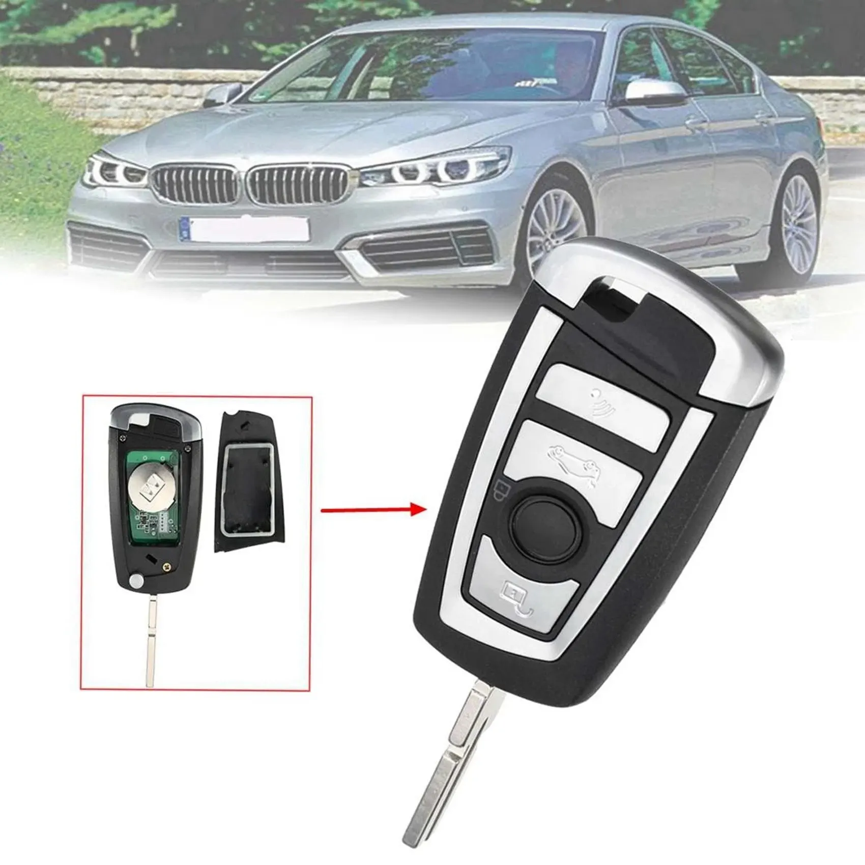 A11M-3X 4 Buttons 433MHZ Modified Floding Remote Key Without 7935AA ID44 Chip For -BMW E38 E39 E46 Control Keyless PCF7935AA