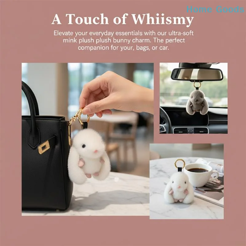 preferredFluffy Bunny Keychain Cute Plush Pompon Soft Rabbit Bag Pendant Couple Gift Handbag Backpack Decorationproduct