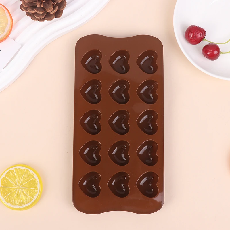 New 1Pc 15 Hole Three-dimensional Heart-shaped Silicone Mold DIY Chocolate Ice Grid Mousse Mold Soft Candy Baking Mold