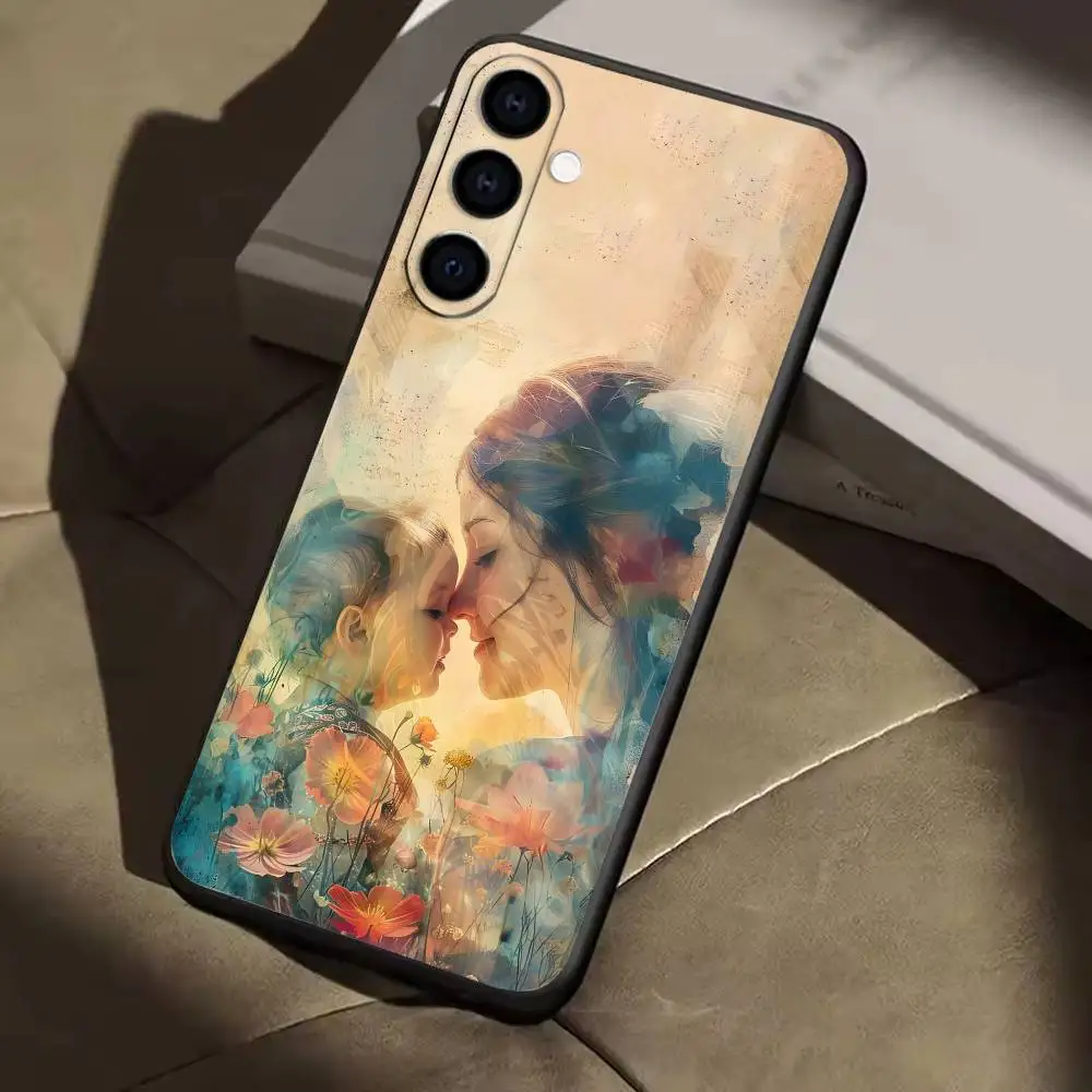 Hermosa madre e hija funda de teléfono para Samsung Galaxy A20,21s,22,31,32,52,53,72,73,80,91 carcasa negra suave