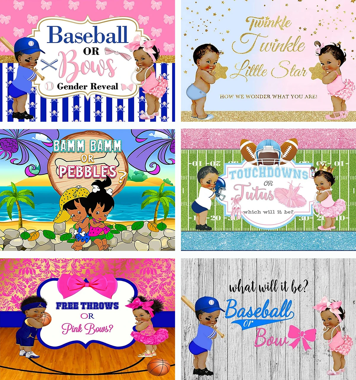 Cute Boy Or Girl Guess Gender Reveal Decorations  He Or She Baby Shower Party Backdrop Supplies Baseball Or Bows Photography