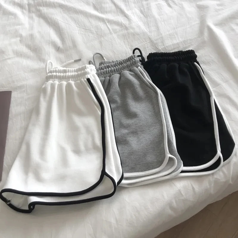 Women Striped Casual Shorts Korean Harajuku Loose All Match Sports Shorts Summer Fashion Simple Yoga Thin Mini Shorts Female image 2