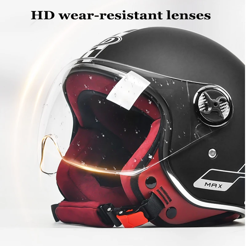 AD Retro Electric Motorcycl Helmets Vintage Casque Anti-fog Hat Men Women Scooter Open Face Helmet Winter Safety Cap