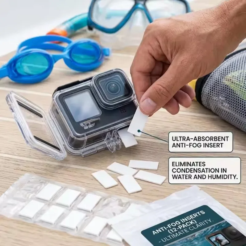 Anti Fog Inserts Reusable Moisture Absorbing Strips Removing Defogger Underwater for DJI Gopro Hero 13 12 Insta360 Action Camera