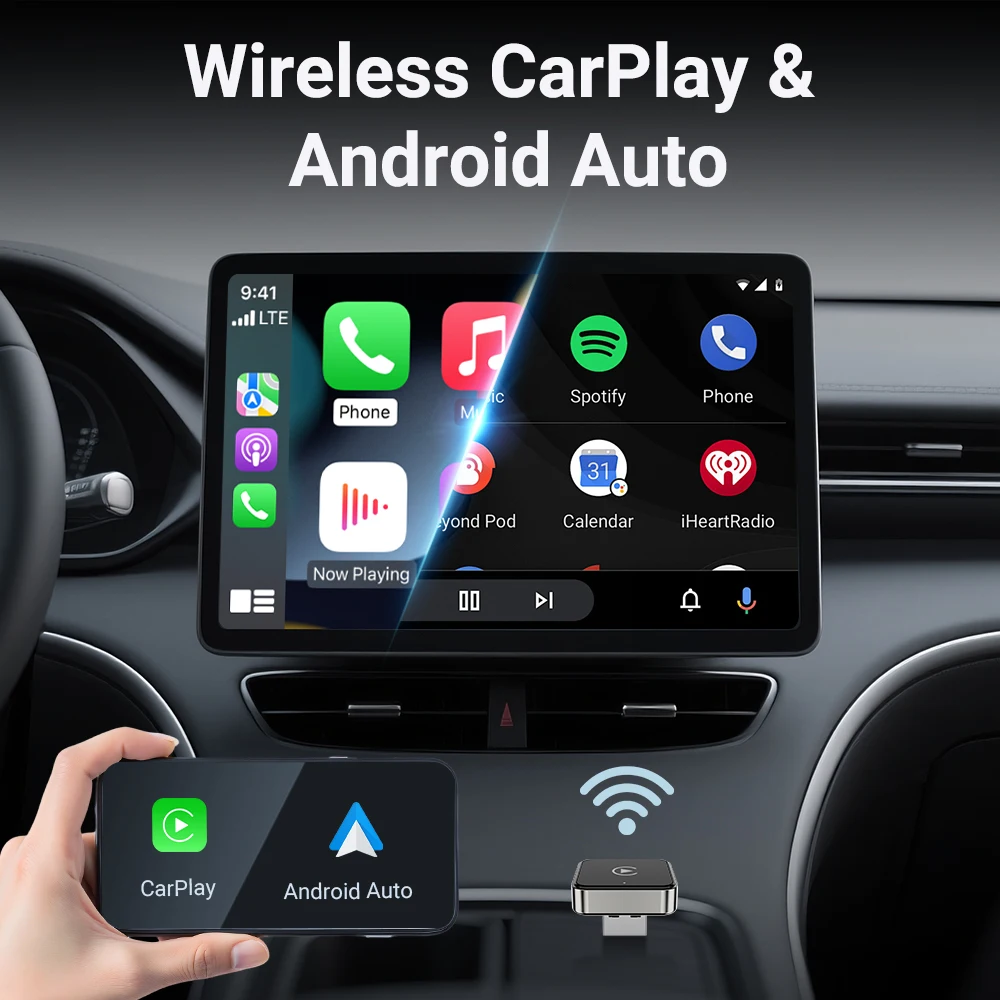 صندوق AI جديد Super Mini Carplay سلكي إلى CarPlay/Android Auto 2in1 Box 5 جيجا هرتز WiFi5 لسيارة CarPlay/السيارات السلكية الأصلية بنسبة 99%