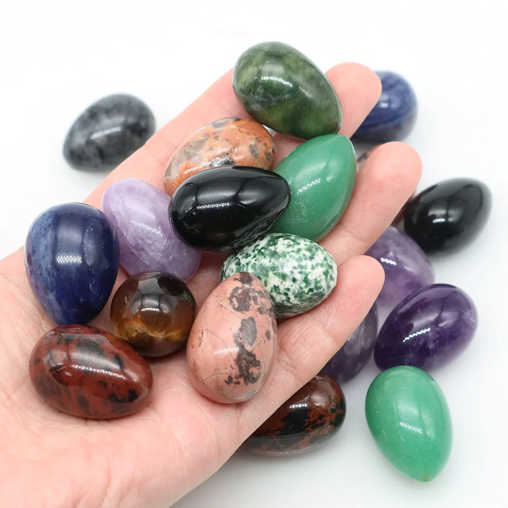 20x30mm Egg Natural Crystal Stone Chakra Yoga Reiki Healing Energy Quartz Mineral Specimen Jewelry DIY Home Decor Easter Gifts