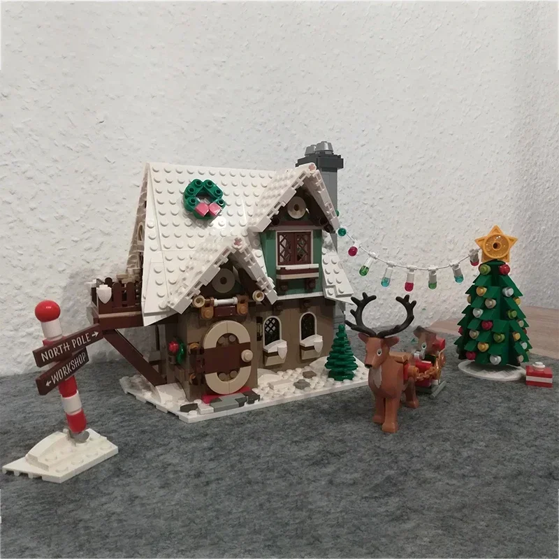 Bloques de construcción Moc, vista de calle moderna, casa de elfo de invierno, bloques técnicos, montaje DIY, juguetes de construcción para niños, regalos de vacaciones