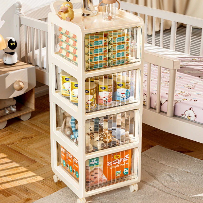 Snack CartsTrolley Kitchen Mobile Shelves Storage Cabinets Trolley Kitchen Floor White Carrito Organizador Con Ruedas Furniture