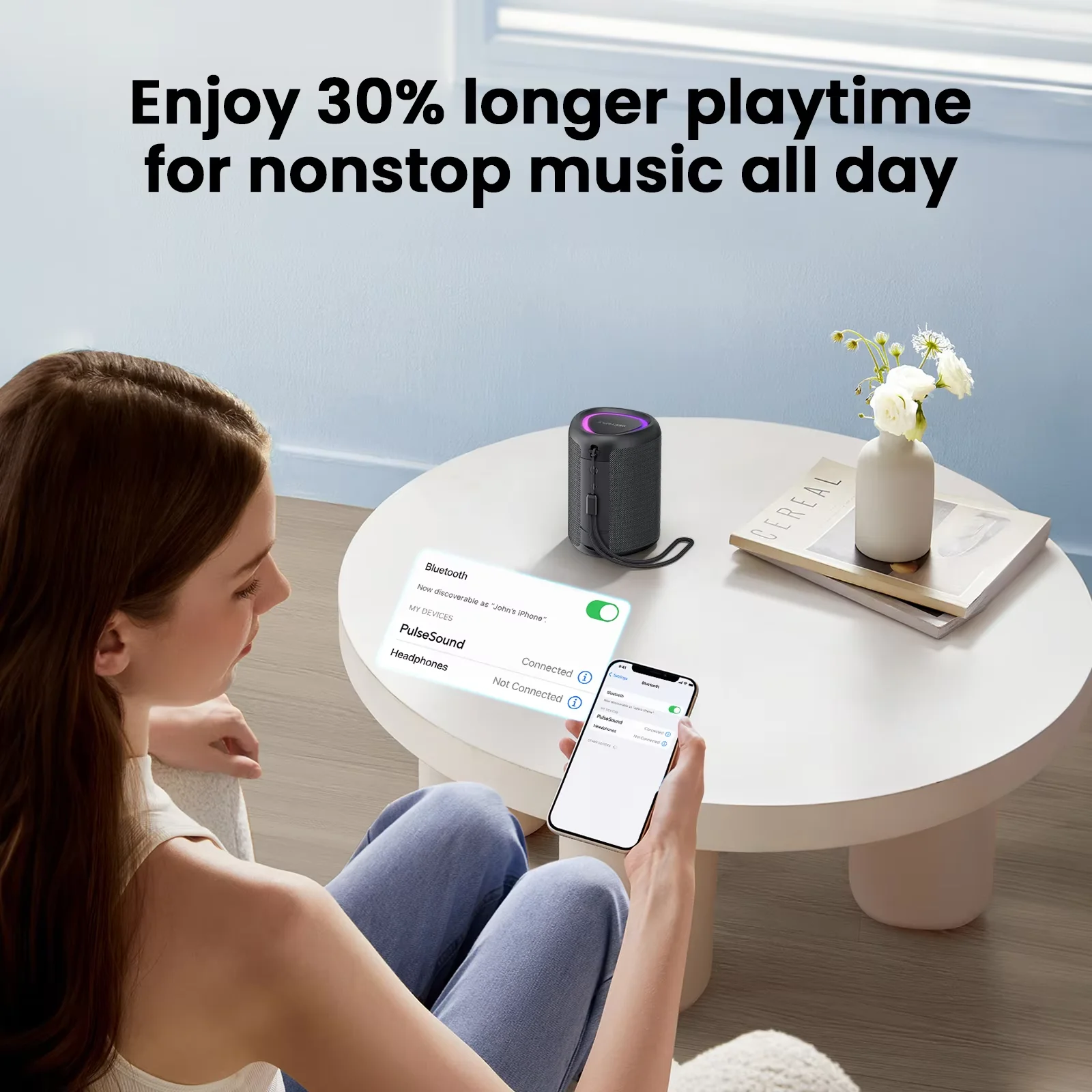 WISETIGER DEEYAPLE A46 Mini Portable Outdoor Bluetooth Speaker Wireless Speaker BT5.3 TWS Connectivity Sound Box with LED Light image 2