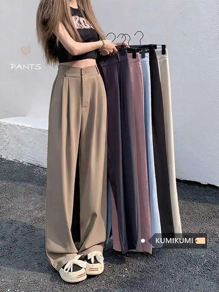 Casual Wide Leg Woman Trousers Spring Autumn High Waist Pants For Women Outfits Clothing Elastic Korean Fashion