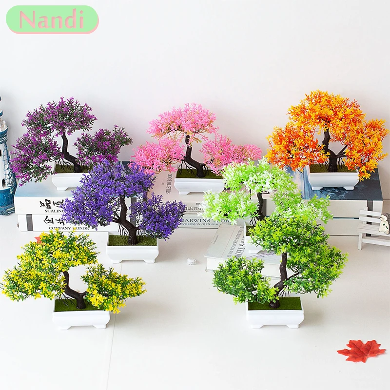 Artificial Plant Bonsai Small Tree Pot Fake Plant Flower Potted Decoration Home Hotel Garden Decoration Room Table Decoration