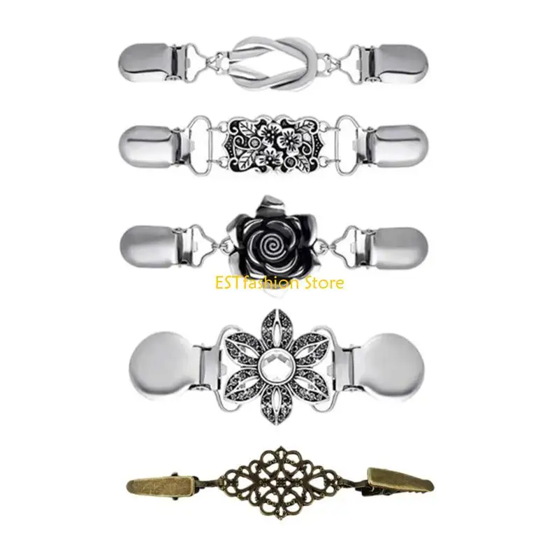 Y5GC Retro Sweater Clip Cloak Clips Fashion Antique Elaborate Flower Clasp