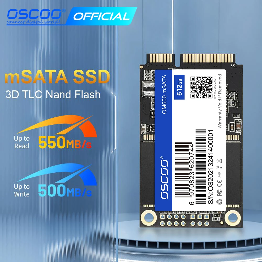 

OSCOO MSATA SSD 128 ГБ 256 ГБ 512 ГБ Внутренний твердотельный жесткий диск 3x5 см Mini SATAIII для компьютерных аксессуаров Настольный ноутбук ПК