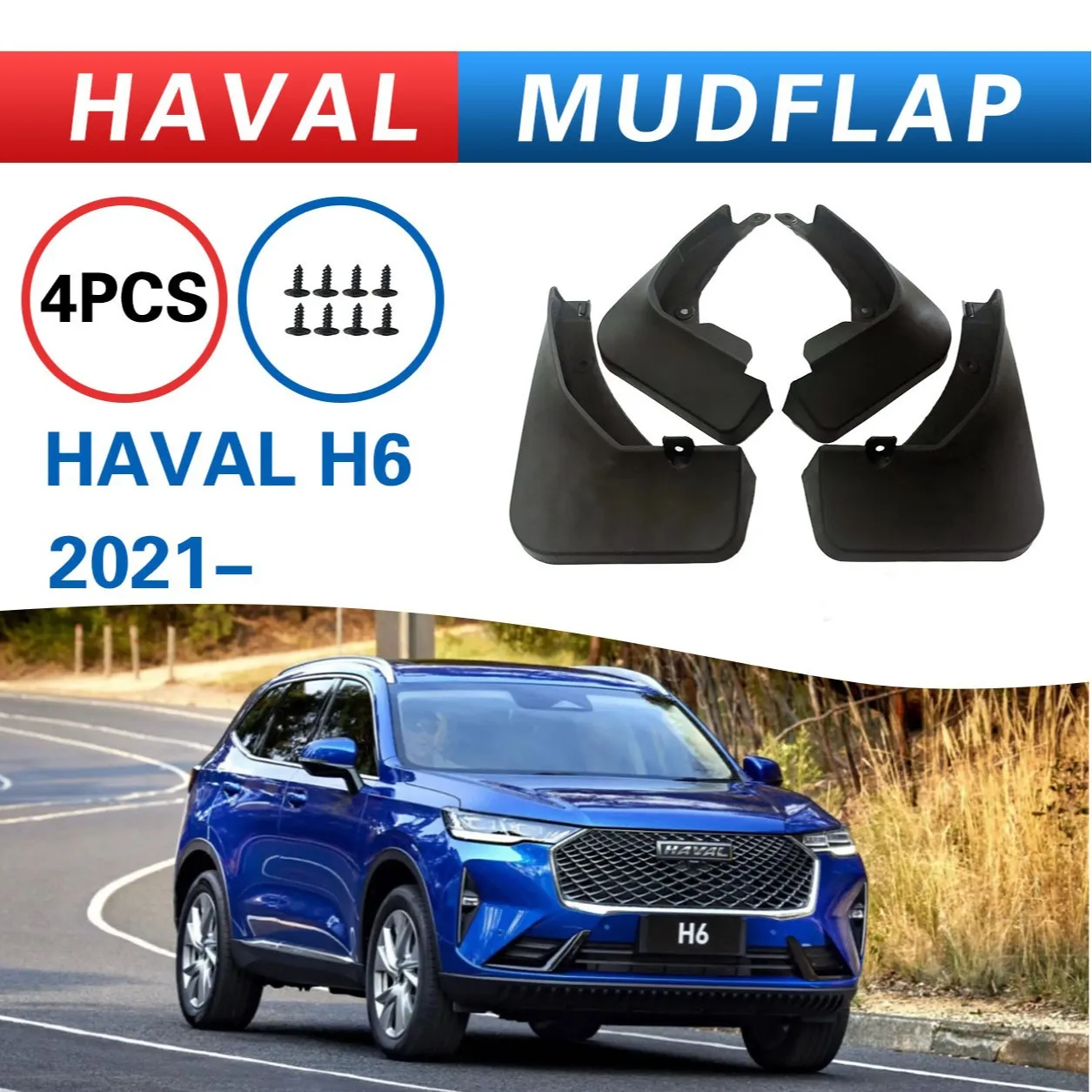 

Fast Shipping PP 4Pcs Mud Flaps Rubber Fender Liner Front Rear Car Accessories Direct Dropshipping for HAVAL H6 2021
