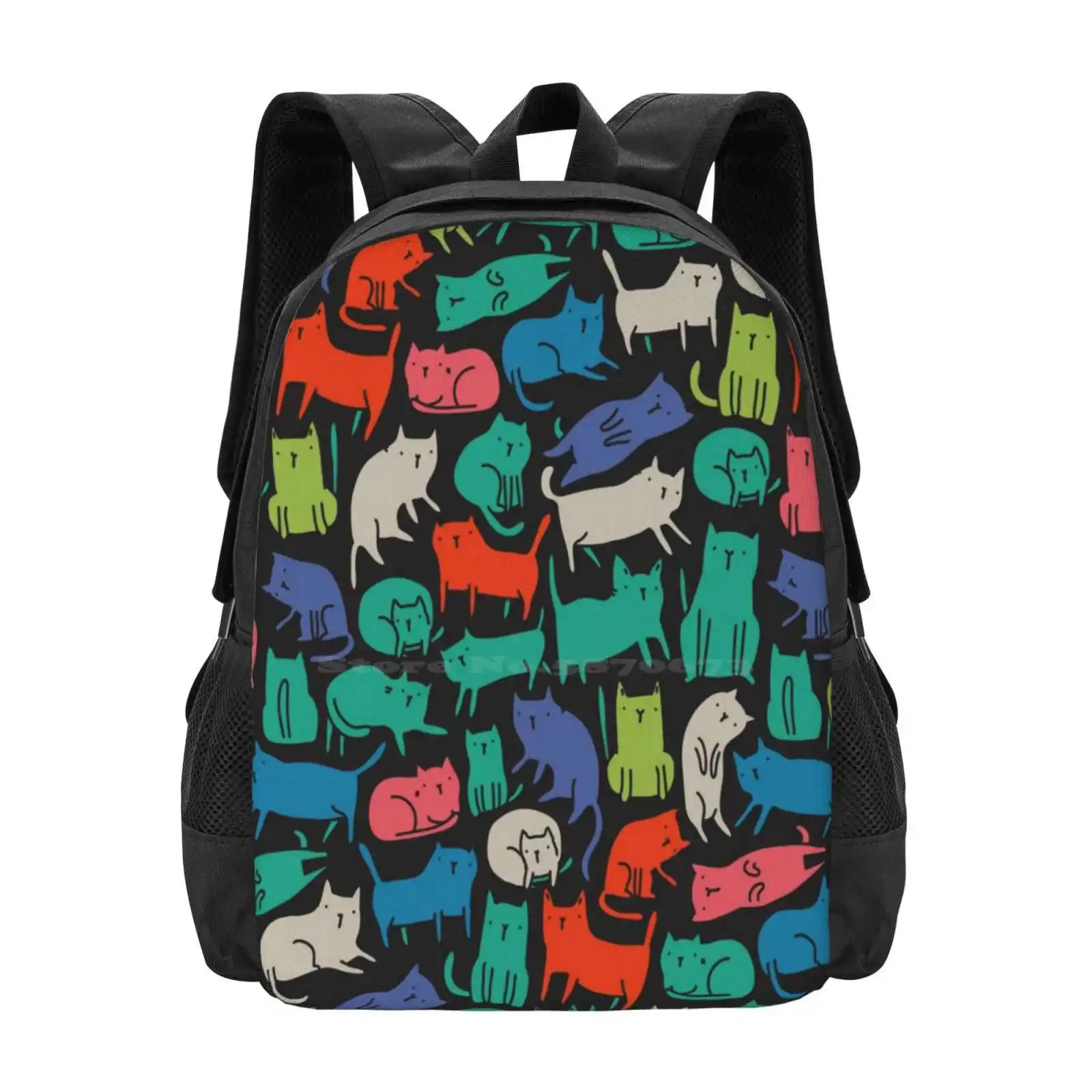 

Cool Cats. Funny Cute Colorful Pet Design. Hot Sale Backpack Fashion Bags Abstract Adorable Animal Background Beautiful Black