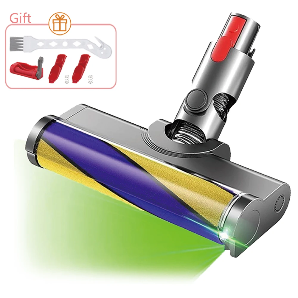 Voor Dyson V7 V8 V10 V11 V15 Stofzuiger Zachte Roller Borstelkop Vervanging, met Groene LED Reinigingslicht, Goed Voor Harde Vloer