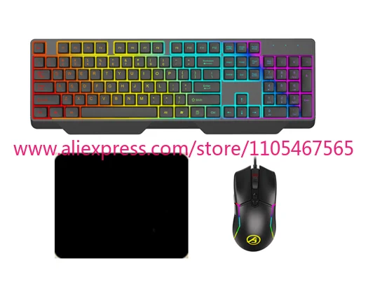 Popular wired LED light keyboard and mouse pad game combination