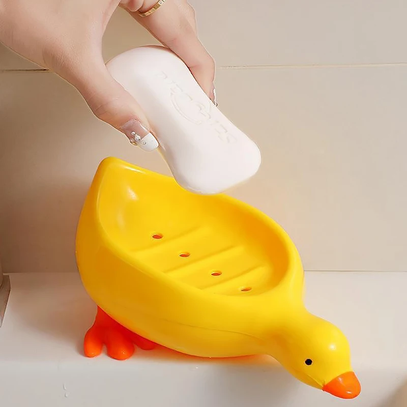 Soap Box Cartoon Soap Dish Drainable Soap Holder Soap Container Soap Dish for Tray Bathroom Accessories Yellow Duck Shape