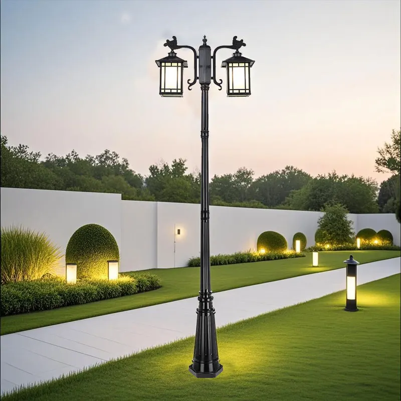 Led Street Lamp Home Outdoor Waterproof Garden Villa Outdoor Community High Pole European Retro ≈260CM
