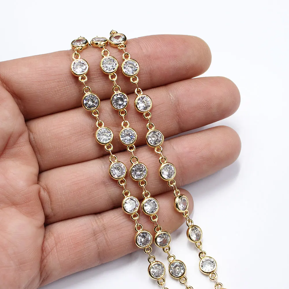 APDGG No067 1 Meter 6mm Clear Cz Neck Chain Jewelry Making Accessories
