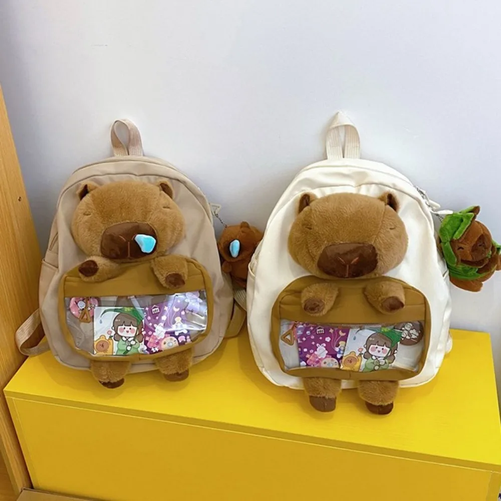 Prezent Snot Capybara Anime Plecak Lekki tornister o dużej pojemności z pluszową zawieszką Organizer na artykuły papiernicze Dzieci Dziewczyna