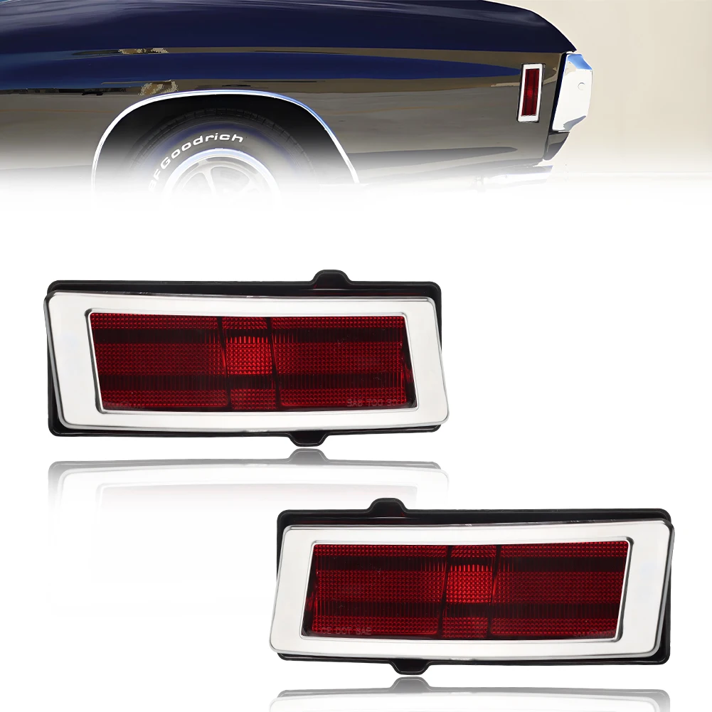 

2Pcs Rear Reflectors Side Marker Light Quarter Marker Light Turn Signal Light For 1970 1971 1972 Chevy Chevelle No Bulb/Socket