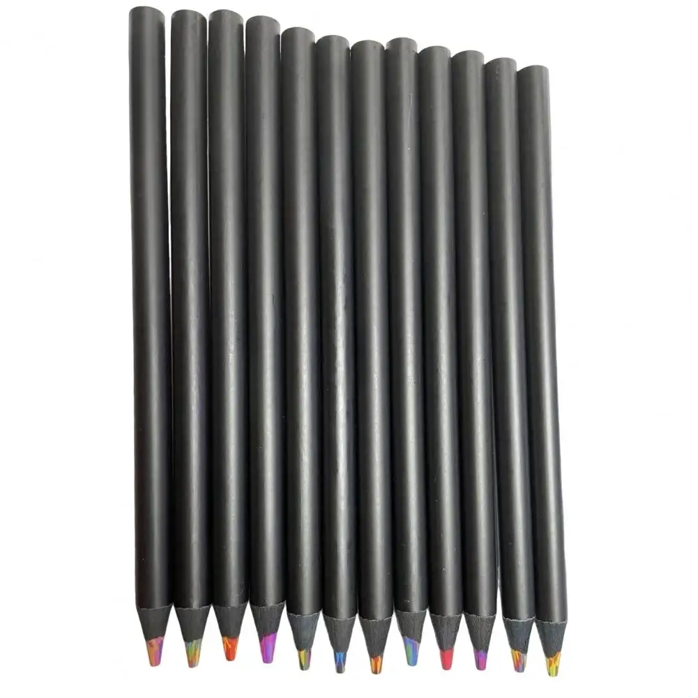 Kit de lápices de arcoíris de madera Multicolor vibrante, juego de lápices para adultos y niños, 12 colores surtidos, preafilados para dibujar