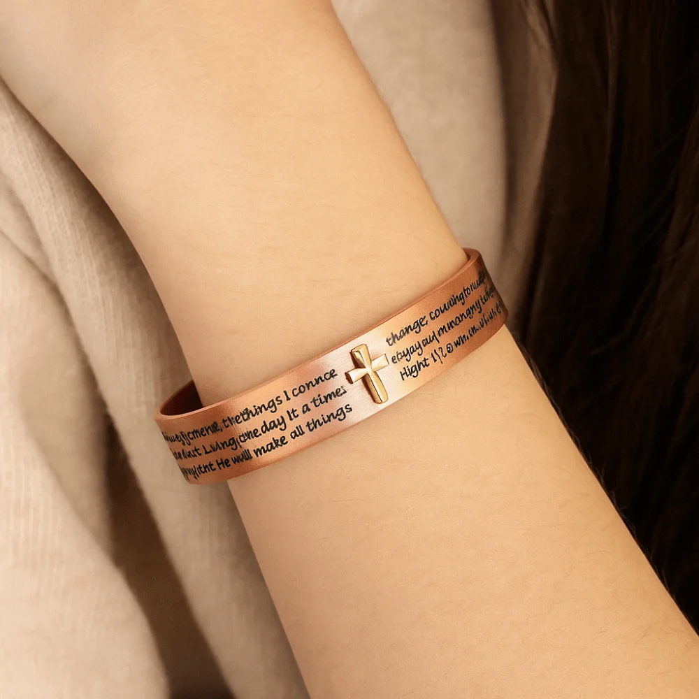 

15mm Pure Copper Bracelets Adjustable High Magnet Magnetic Cross Cuff Bangle Comfortable Arthritis Health