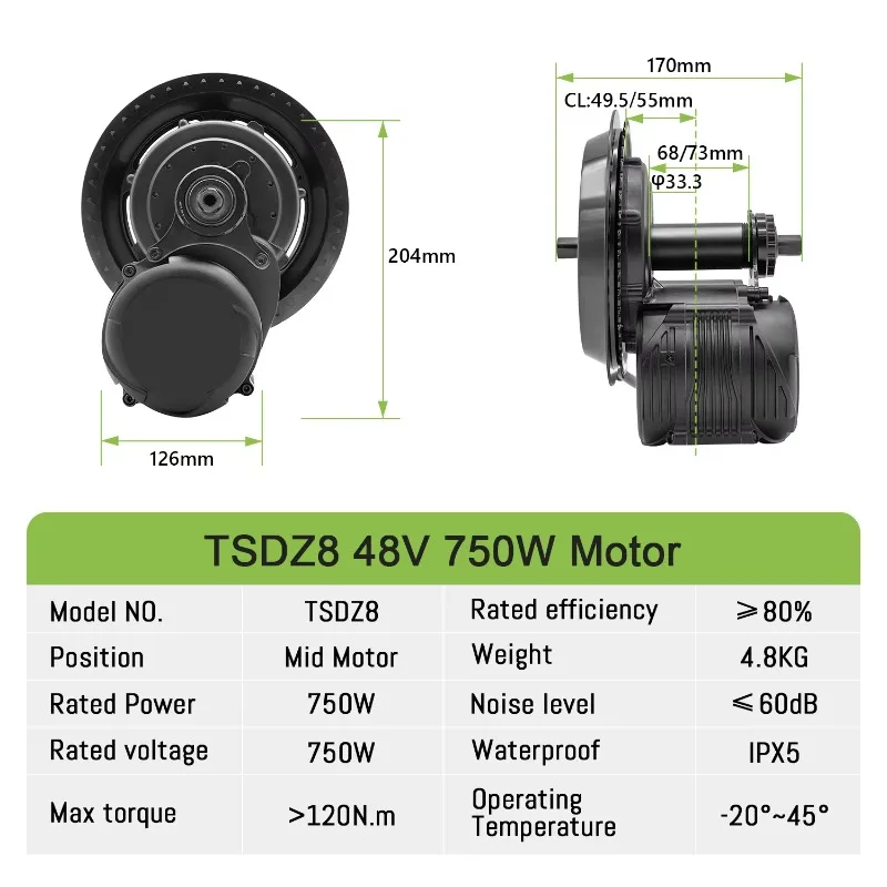 Strong Torque Output 48V 750W Central Drive Complete E-bike Refitting Kit Equipped with Integrated 48V 22A Control