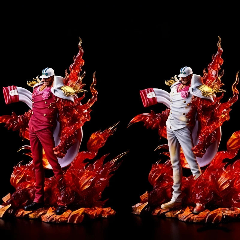 34cm One Piece Red Dog Sakazuki Figurka Akcji z Podświetleniem, Admirał Marynarki Wojennej, Statuetka z Żywicy, Kolekcjonerski Model Anime, Zabawka, Ozdoba na Biurko, Prezent