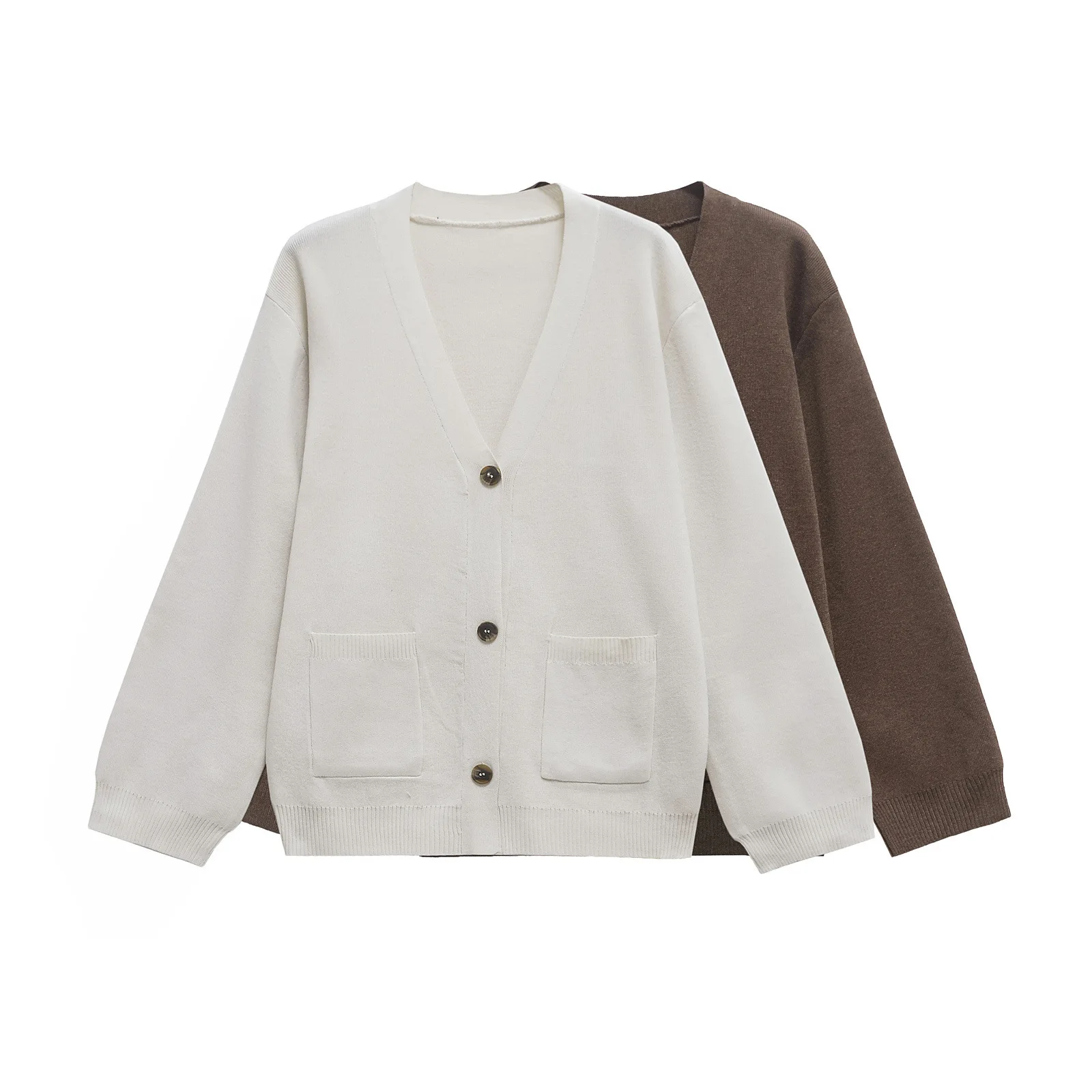 

Women Casual Knit Cardigan V-Neck Buttons Sweater Cardigan New 2025 Fashion Autumn Fall Simple Versatile Brown Cardigan
