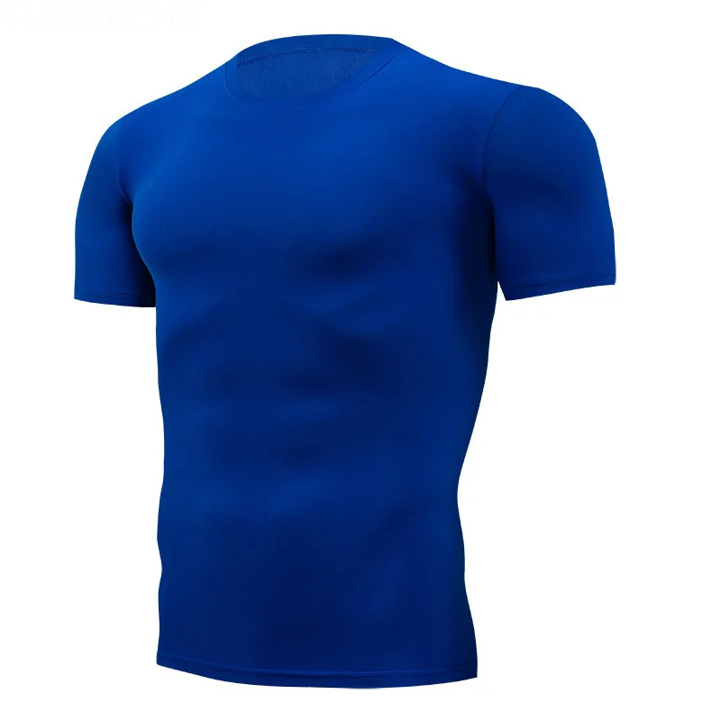 T-shirt de compression à séchage rapide pour homme, respirant, imbibé de football, fitness, serré, équitation sportive, chemise à manches courtes,