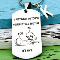 Naughty Touch Your Butt Love Kaychain, Cheeky Anniversary Gift for Him Her, Romantic Valentine's Day Keyring Gift