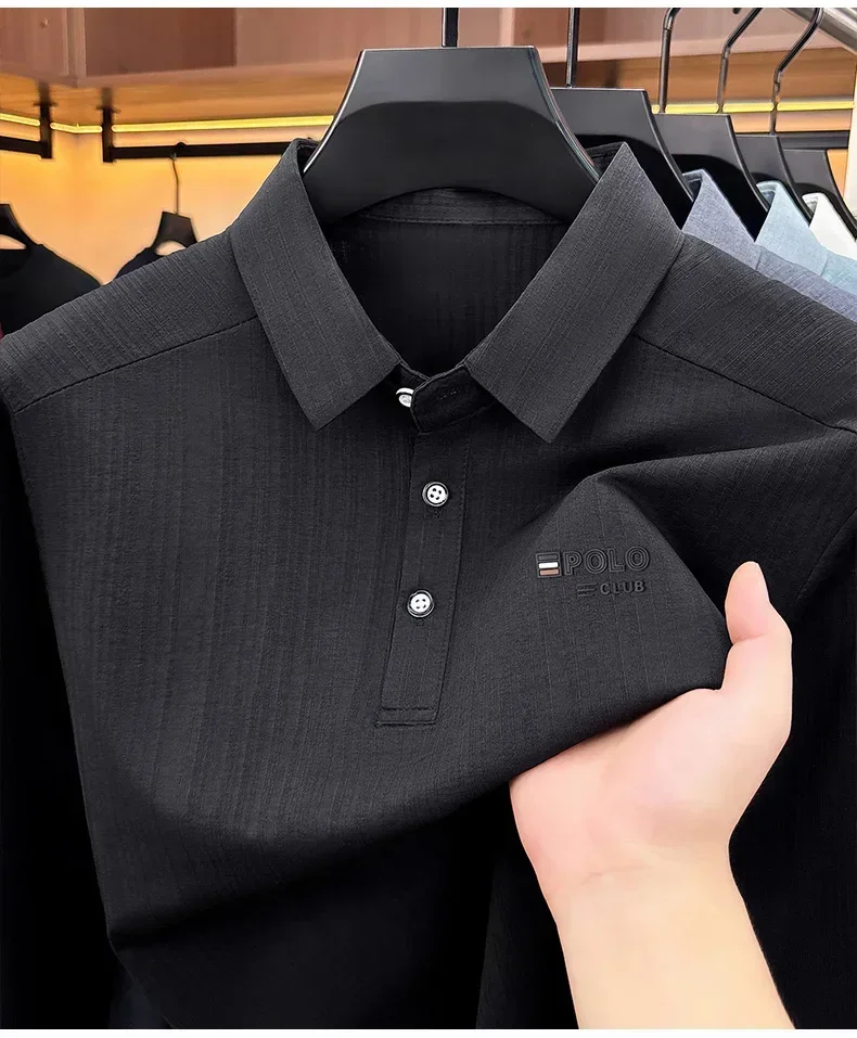Brandneues Herren-Poloshirt mit Print, Herbst, einfarbig, langärmelig, Arbeitsoberteil, Herren, Business, formelle Arbeitskleidung, Hemden für den Frühling. – Detail 39