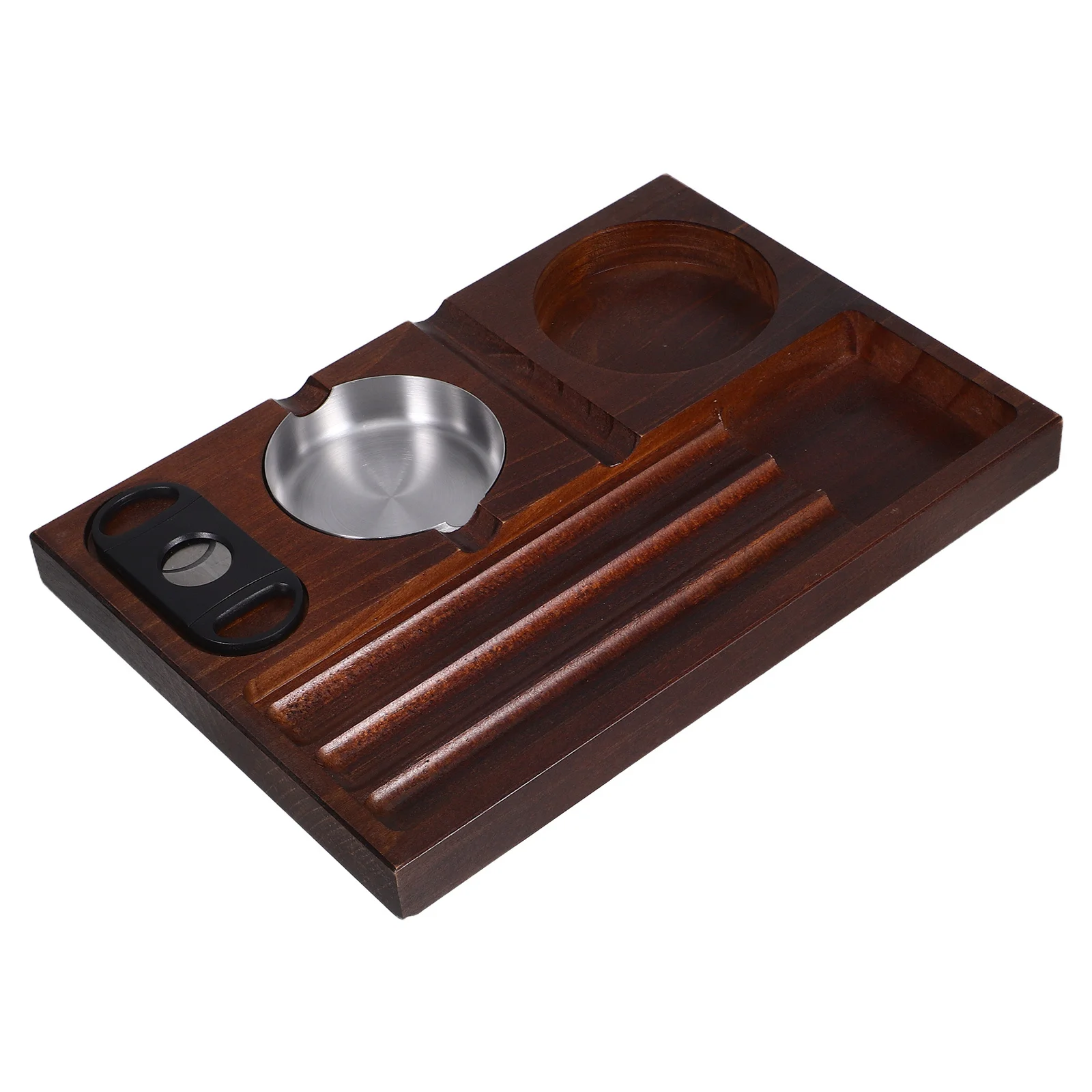 

Office Decor Ashtray Cigarette Wooden Smoking Holder Outdoor Slot Whiskey Glass Storage