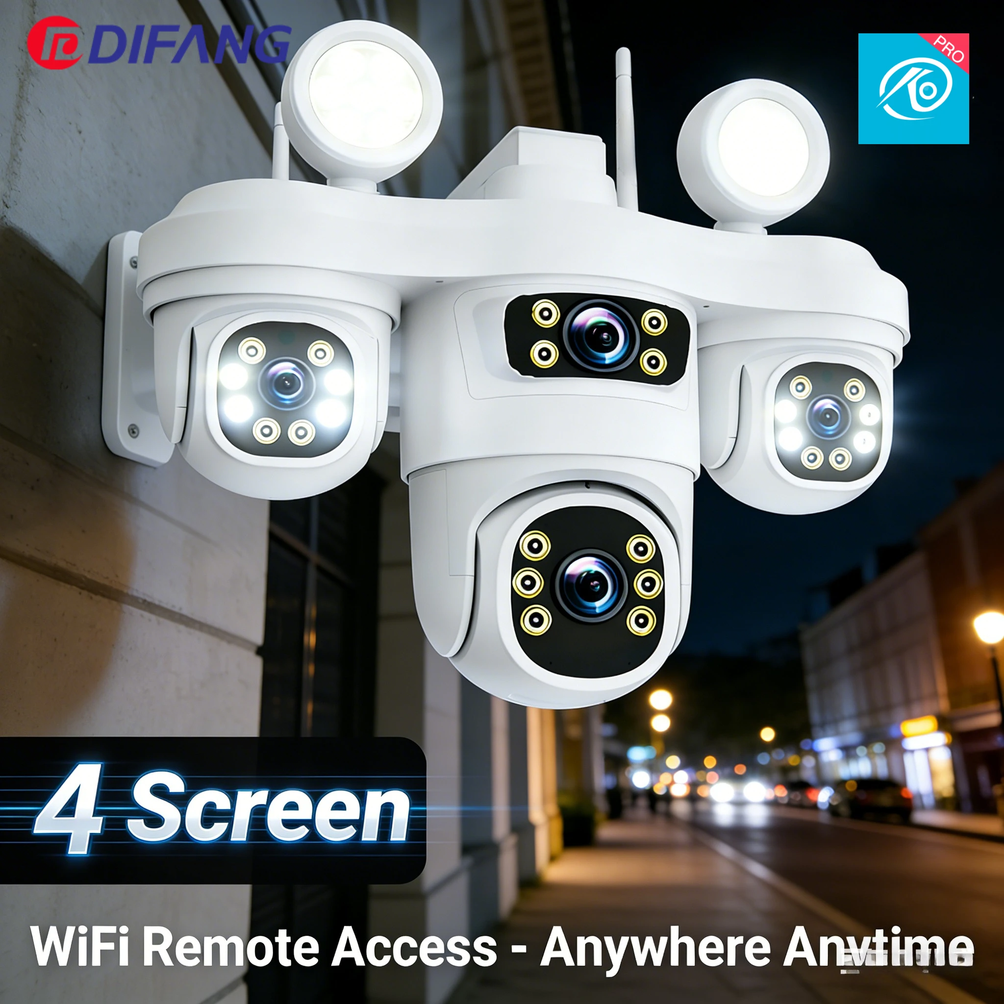 

DIFANG 20MP WiFi Security Camera Outdoor Four Screens Surveillance 5X Zoom Four Lens Human Auto Tracking Waterproof CCTV Cameras