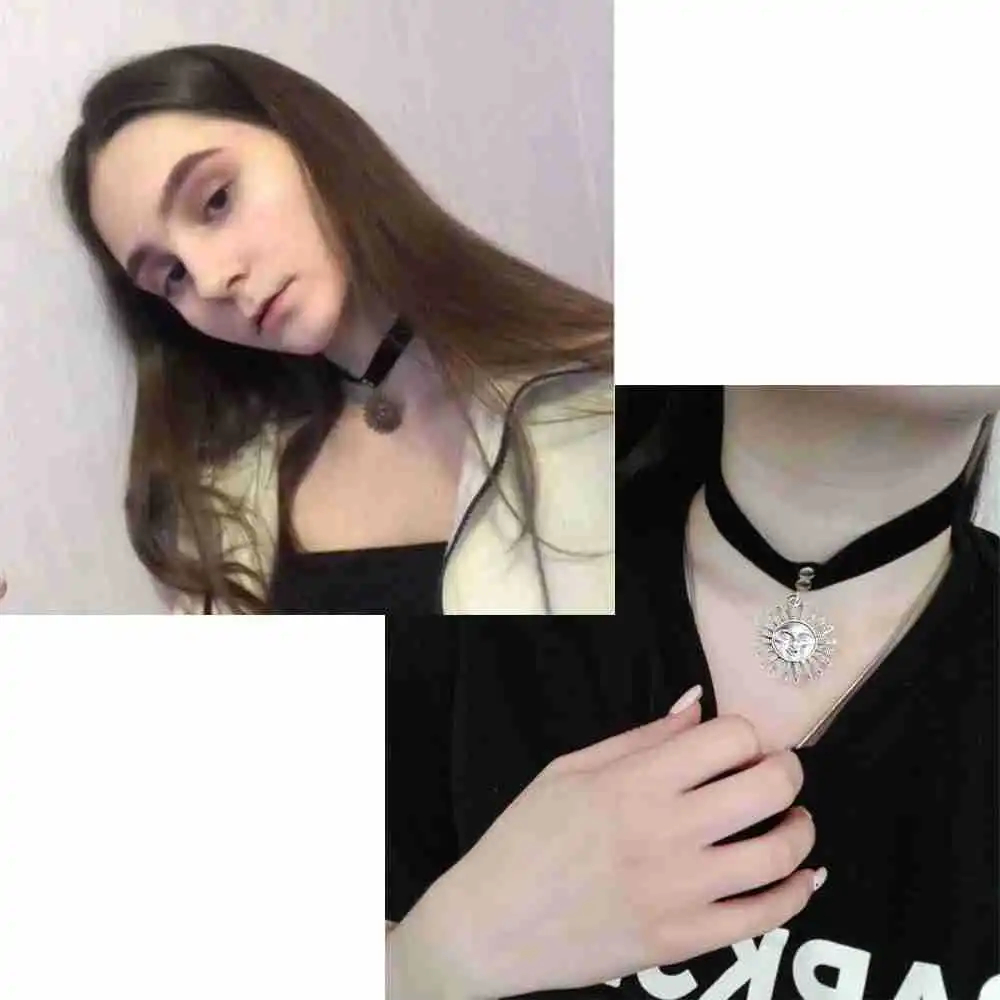 Retro Sun Pendant Neckchain Movies Leon Lolita Mathilda Necklace Female Collar Women's Wear Accessories Cosplay Choker Props