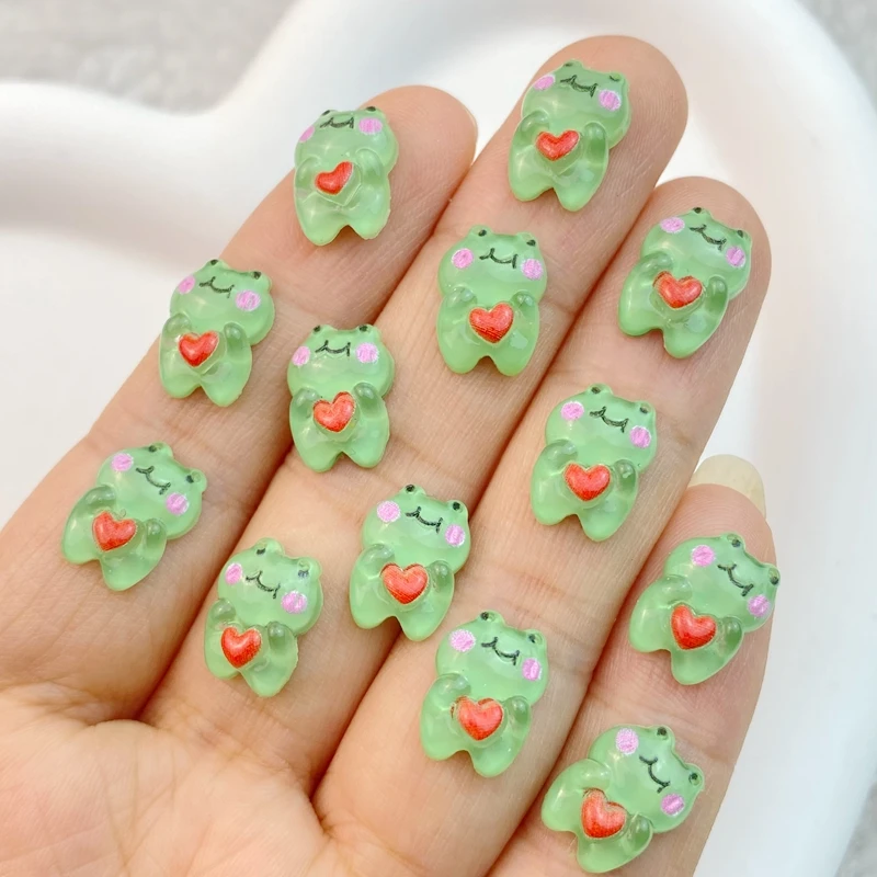 50Pcs New Mixed Nail Art Resin Cartoon Frog Designer Charms strass artigianato fai da te per decorazioni 3D per unghie