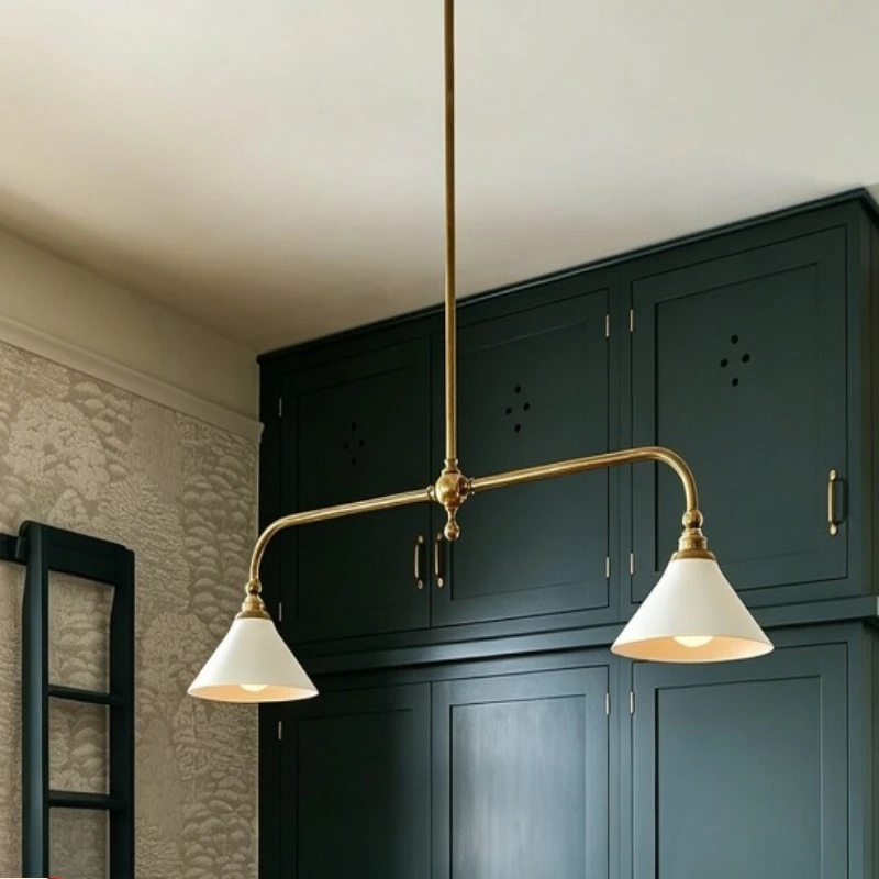 Retro all-copper double-headed restaurant chandelier bar simple island lamp