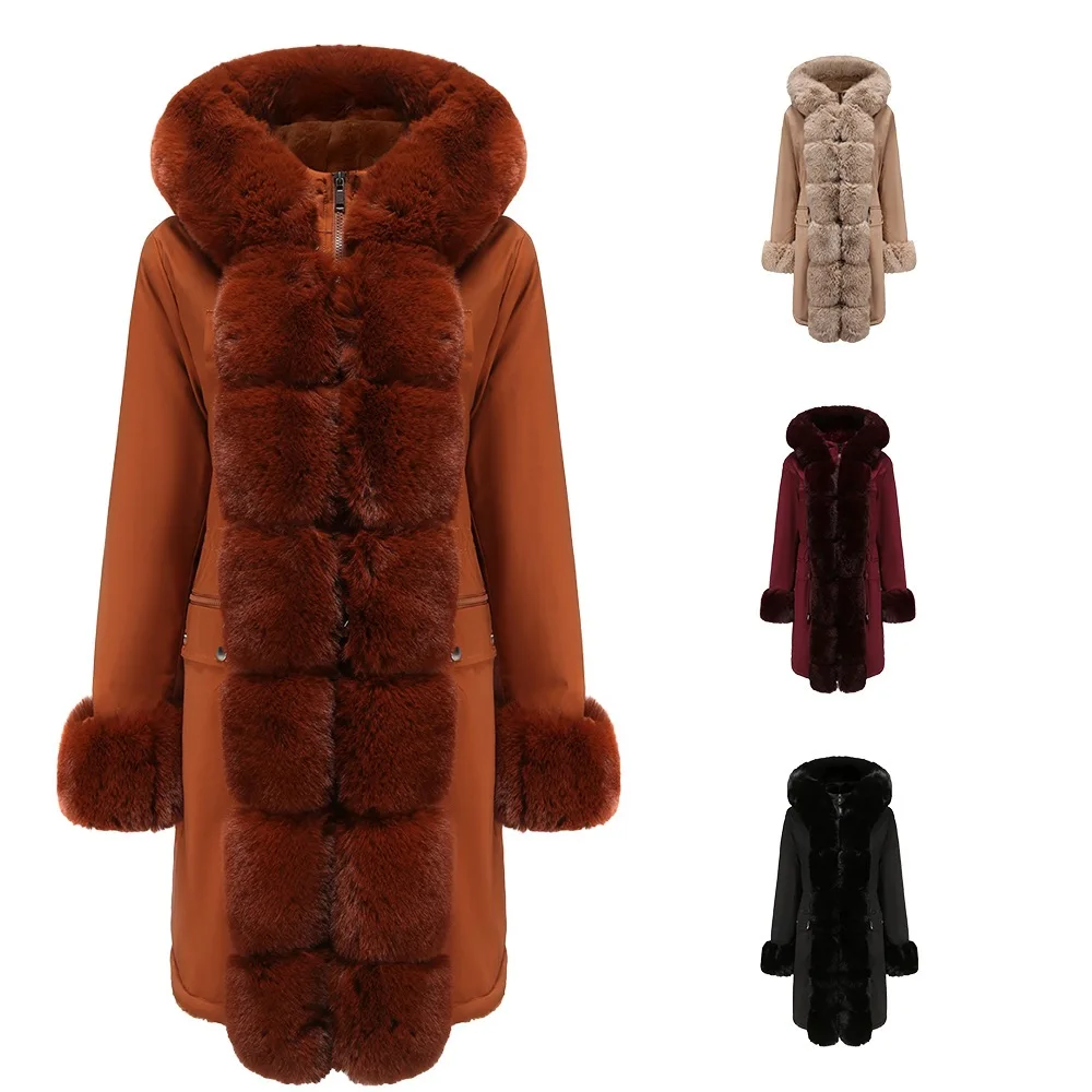 

Women's Autumn And Winter Velvet Cotton-padded Clothes Women's Removable Fur Collar Warm Pie Overcome