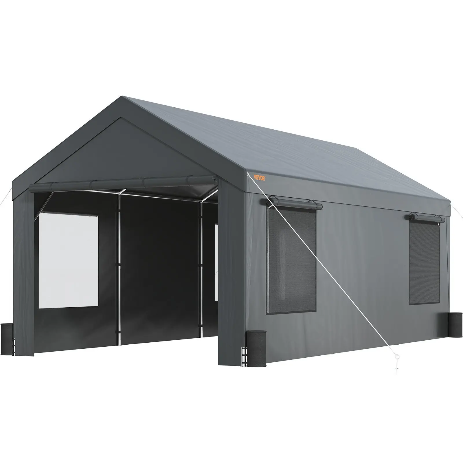 Carport, Heavy Duty 12x20ft Car Canopy, Outdoor Garage Shelter with Removable Sidewalls, Roll-up Ventilated Windows & Door, UV R